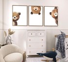3pcs Baby Teddy Bear Nursery Wall Art Peeking Bear Pictures Wall Decor Peekab   