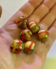 Lot Of Six Vintage Colorful Mcm Laminated Marquetry Wooden Coat Buttons