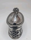 Antique James Dixon   Sons Of Sheffield Silverplate Mustard Pot W cobalt Glass 