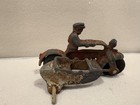 Vintage Antique Cast Iron Toy Motorcycle W biker Cop And Side Car 5 