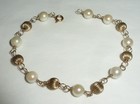 Vintage 14k Yellow Gold Grooved Ball Bead 6mm Akoya Pearl 7 25  Bracelet 5 4gr 
