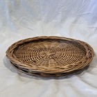 Vintage Woven Rattan Wicker Round Tray 13    Decorative Basket Decor Brown Serving
