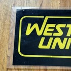 Vintage Western Union Double Sided Sign Plastic 24   x 12    Yellow   Black