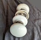3 Pair Availble Antique Vintage Old Porcelain Doorknobs Door Knobs Plate Rosette