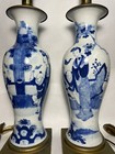 Pair Of Antique Chinese Blue And White Vase Lamps