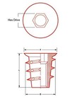 E-z Lok 1 4-20 X 20mm Flanged Die Cast Hex-drive Threaded Ins  For Wood  10 Pcs 