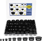 200pcs 9 Sizes Nylon Plastic Hole Plugs Black Round Hole  Flush Type Panel