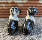 Vintage Pair 6    Boston Terrier Dog Figurines Ceramic Black White Gray