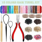 18 Colors Hair Tinsel Kit     7600 Strands  Heat Resistant And Easy Diy Extensions