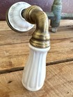 Vintage Brass Shower Faucet Porcelain Handles Exposed Riser Parts Set