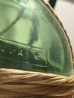 Vintage Italian Brev  Bolla Green Glass Demijohn In Wicker Basket Rope Handle