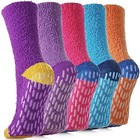  Non Slip Fuzzy Socks With Grips For Women - One Size 5 Pairs Multi-color A