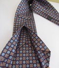E Marinella Napoli 100  Silkblue Orange Geometric  Tie 7 Fold Italy