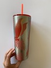 Starbucks 2019 Holiday Cold Cup Tumbler Winter 24oz Mistletoe Silver Pink Red