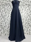 Elegant Navy Blue Evening Gown Bridesmaid Wedding Gala Sz S 4 Maxi Nwt  8 Prom