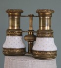 Antique Lemaire Opera Glasses Intricate White Enamel   Gold Stats Details