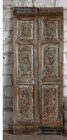 Antique Floral Carved Wood Barn Doors Rustic Vintage French Double Doors 80x32