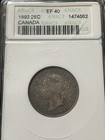 1892 Canada 25c Silver Coin Anacs Ef40 Certified  Scarce Semi Key Date