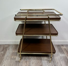 Vintage Cosco 3 Tier Cart Metal Rolling Bar Serving Mcm Atomic Retro Brown
