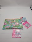 Lilly Pulitzer Pink Flamingo Vinyl Pouch Agenda Pen Stickers Pencil Case New