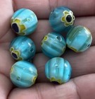 Vintage Imported Trade Blue Eye Burst Chevron Style Round Glass Bead Lot