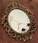 Vintage Gold Metal Framed Oval Mirror 13 25  X 10   Italy