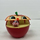 Vintage Wind-up Mechanical Coin Bank Money Red Apple Everlast Toys Works