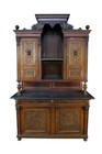 Antique 19th C  French Renaissance Revival Carved Walnut Buffet Hutch Cupboard