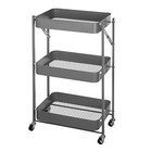 Urban Shop Wk640923 3 Tier Foldable Metal Rolling Storage Utility Cart  No Gray
