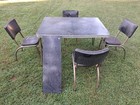Vintage Mcm Formica Pattern  Table And Chairs Chrome Black  1950 Dinette Kitchen