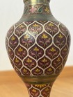 Vintage Brass   Enamel Floral Trumpet Flower Vase