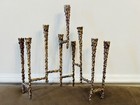 Brutalist Menorah Brass Candle Holder Judaica Paul Evans Style Mcm Rare Vintage