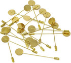 20pcs Round Tray Safety Pins Lapel Sticks Blank Brooch Bases Suit Tie Hat Pin Sc