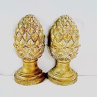 Vtg Melannco Gold Toned Decorative Pinecone Finial Book Ends