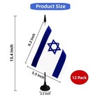 Israel Desk Flag  12 Pack Israeli Table Office Flag With Black Solid Pole And   