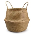 Large Woven Seagrass Belly Basket - 12    Diameter  14    Height For Plants  Groceri