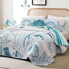 Coastal Quilts Bedding Set Size  Summer Green Fish Coral Queen Aqua Green Ocean