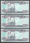 Iraq 10 Dinars 1992  Unc  P-81  Bnb-b338a  Hussein  Lot Of 3 Consecutive Ser   