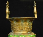 13 3  old Chinese Dynasty Bronze Ware Gilt Cattle Beast Face Bird Glass Cup