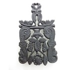 Trivet Hot Pot Pan Holder Footed Cast Iron Metal Black Laurel Leaf Vintage