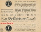 Antique 1932 Push Out O n t  Circus Spool-toys Trade Card Clown elephant