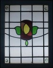 Mackintosh Rose Midsize Old English Leaded Stained Glass Window 21 3 4  X 28 