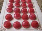 1 2 Of Card Vintage 1 2  Red Cadmium Glass Buttons  pre Wwii nos