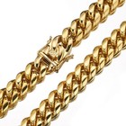 Hip Hop Miami Cuban Link Chain Necklace 18k Gold Plated Solid Stainless Steel