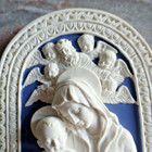 Vtg Holy Water Font Della Robbia Mini Reproduction Roman Inc Mary   Baby Jesus
