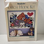 Vintage Latch Hook Kit Rug Wall Hanging Bears Flowers Baby  4381 24x34 Caron