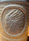 Rare Blue   Tan Square Optic Indian  9  Stoneware Vintage Pitcher Nice Piece