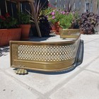 Antique Brass Fireplace Fender With Feet Large