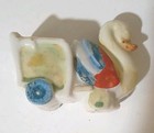 Art Deco 1950 Japanese Lusterware Swan Goose Pulling Pin Cushion Vintage