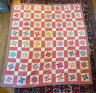 Antique 8 Point Star Hand Stitched Feedsack Feed   Flour Sack Quilt 86 X 75